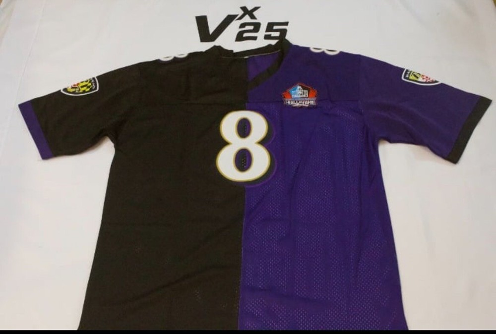 NEW Men's Ravens Lamar Jackson #8 Split Hall of Fame Jersey Sz Lg