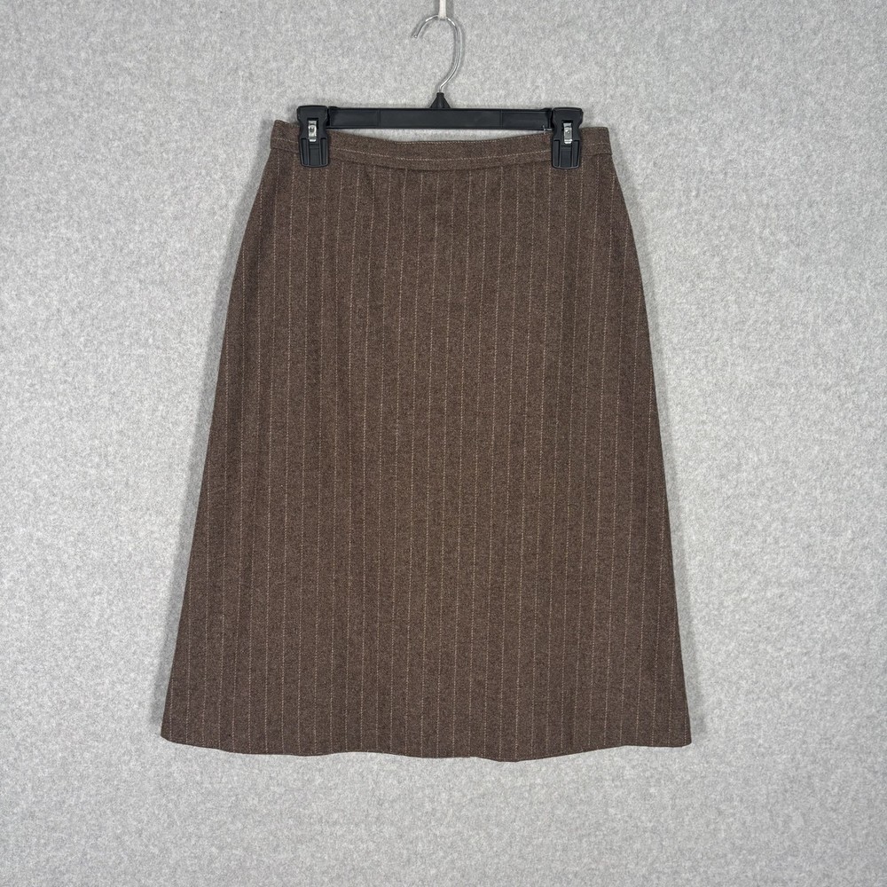 Vintage Skirt Small Knee Tweed Pinstripe Wool Secretary 50s 60s 70s Academia