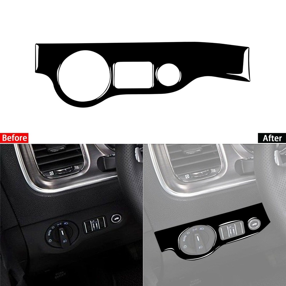 Glossy Piano Black Headlight Switch Panel Cover For Dodge Challenger Charger 15+