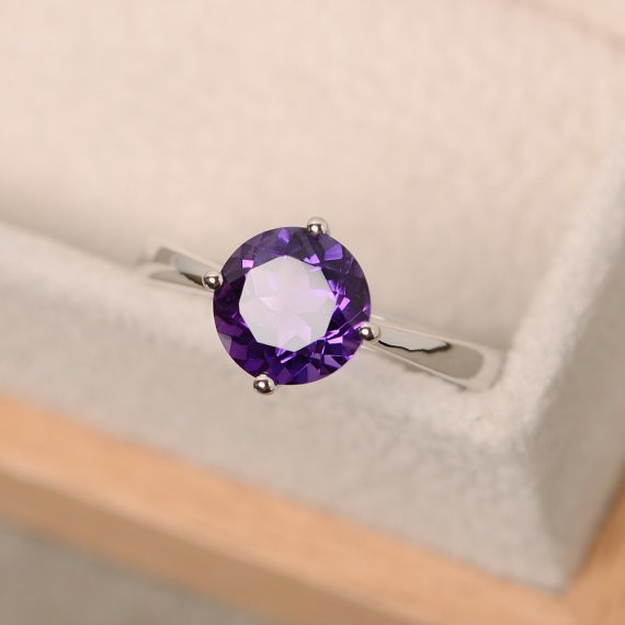 2.00 Ct Natural Amethyst Diamond Engagement Proposal Ring 14K Solid White Gold