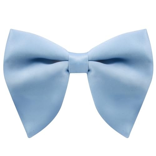 Oversized Bow Ties for Men, Pre Tied Clip on Men's Black Bowtie for Sky Blue