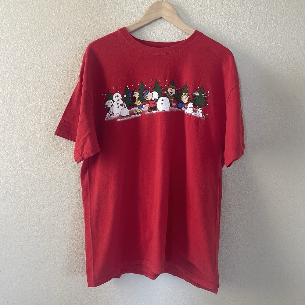 Vintage Y2K Peanuts Short Sleeve T-Shirt Men’s XL Charlie Brown Christmas Gildan
