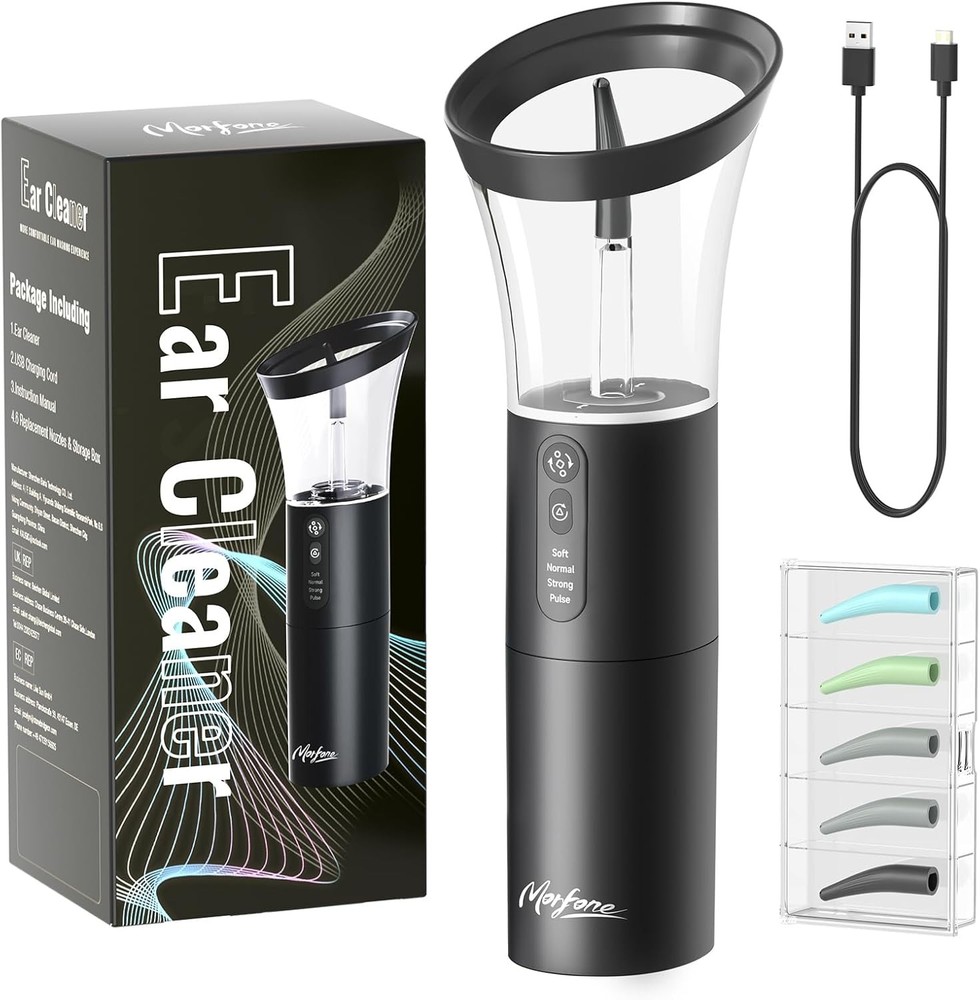 Ear Wax Removal, Electric Cleaning Kit Effective & Safe Cleaner Black