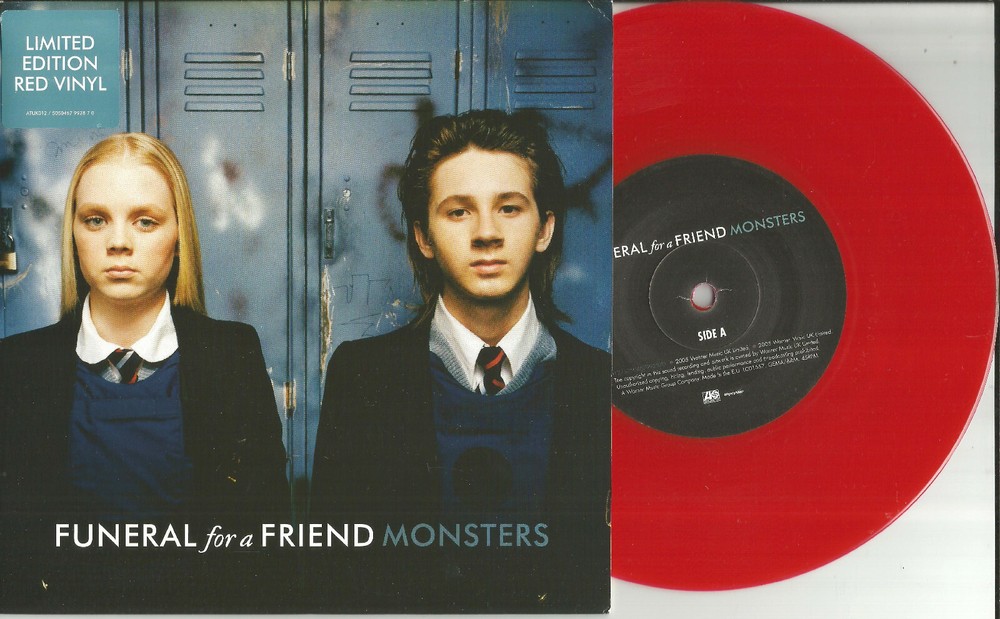 FUNERAL FOR A FRIEND Monsters w/ UNRELEASED EUROPE RED 7 INCH vinyl Single 45