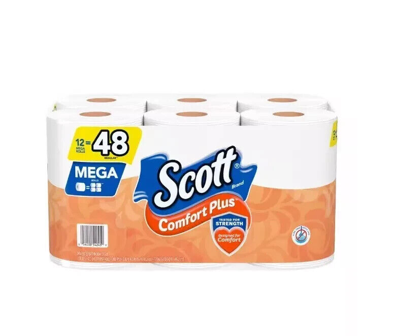 Scott Toilet Paper Mega Roll Comfort Plus, 425 Sheets Per Roll 12 Rolls Per Pack