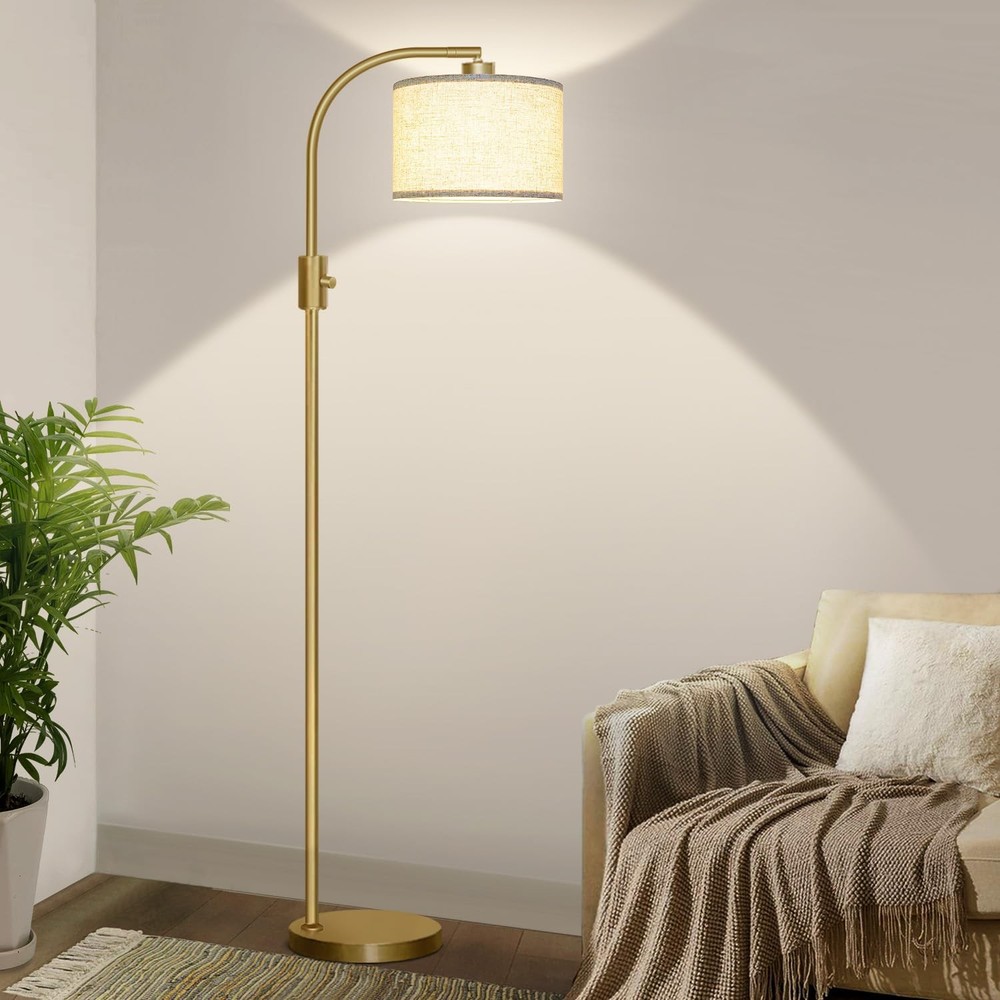 【Upgraded】 Dimmable Gold Floor Lamp, 1200 Lumens LED Bulb Included, Arc Floor...