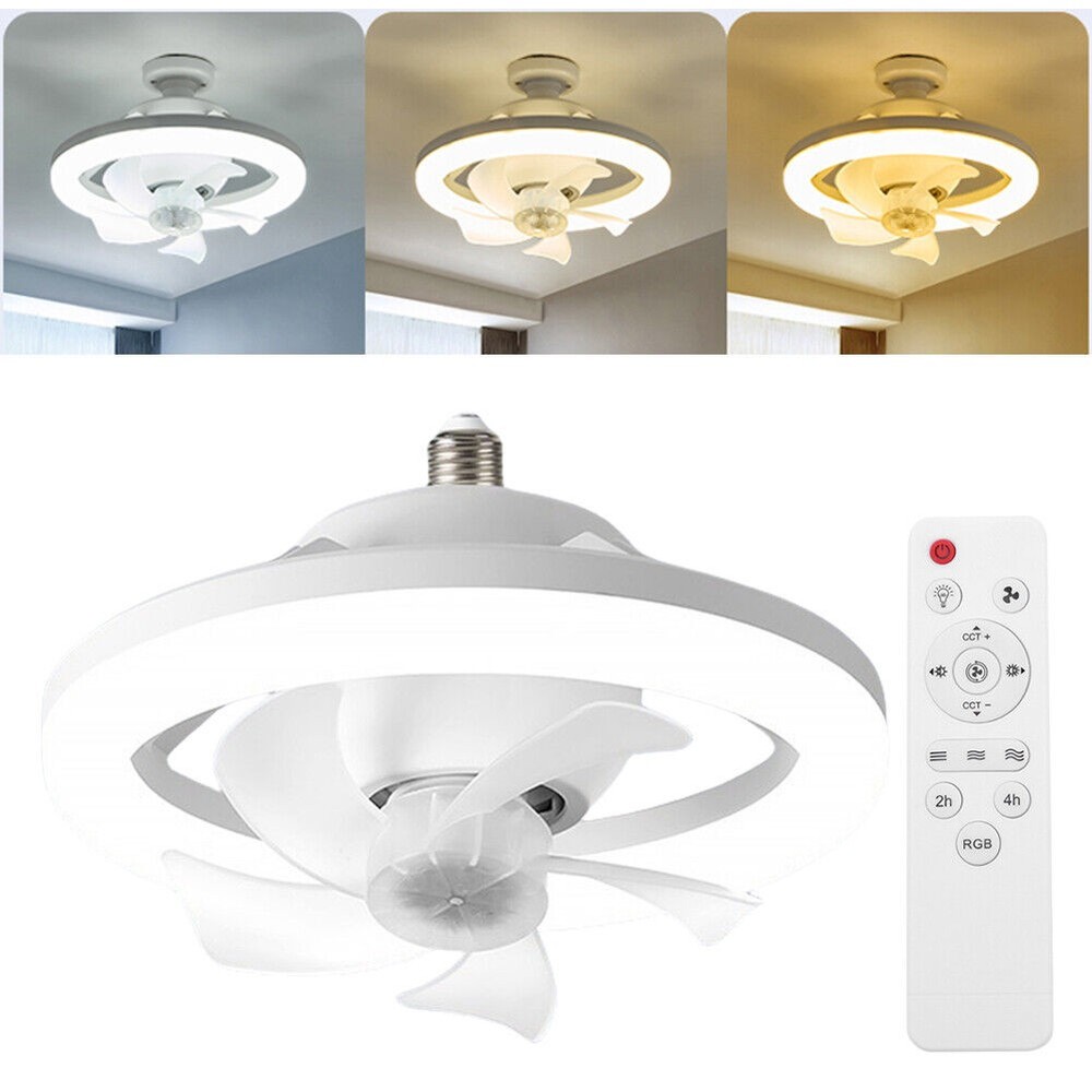 Ceiling Fan with LED Lights & Remote Modern Dimmable Socket Fan with E27 Base US