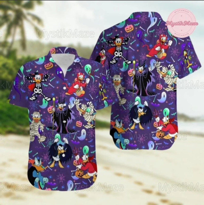 Halloween Donald Duck 3D Hawaiian Shirt Premium Halloween Gift at Best Price in US Sizes
