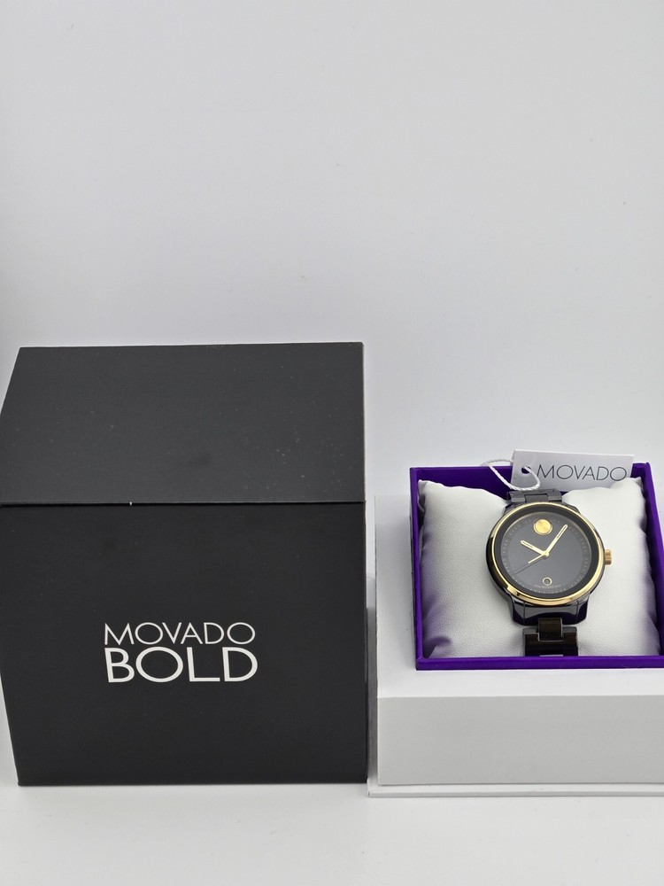 $895 MSRP | Movado Bold Verso Women's Black Dial Ceramic Watch - 3600936