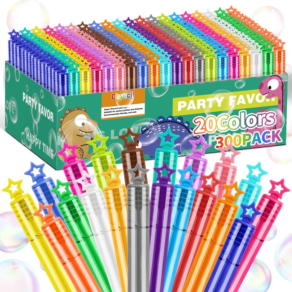 300Pcs Mini Bubble Wands in 20Colors,Bulk Bubbles Party Favors for Kids Toddl...