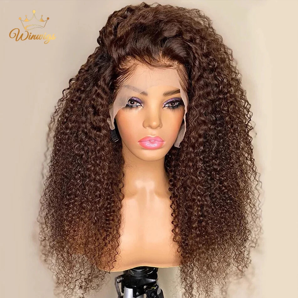 HD Chocolate Brown Deep Wave Lace Front Wig with Pre-Plucked Hairline