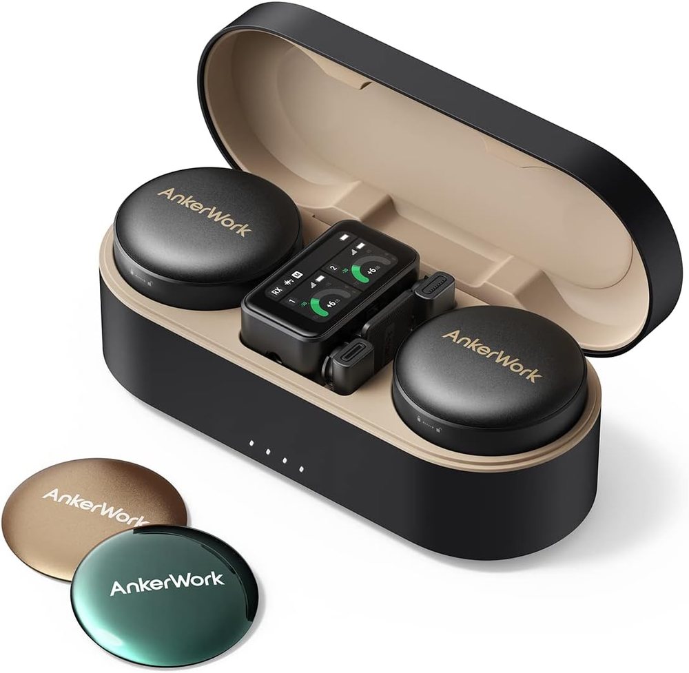 Ankerwork M650 Wireless Lavalier Mic with Pro Noise Cancellation and Smart Switching for Clear Audio