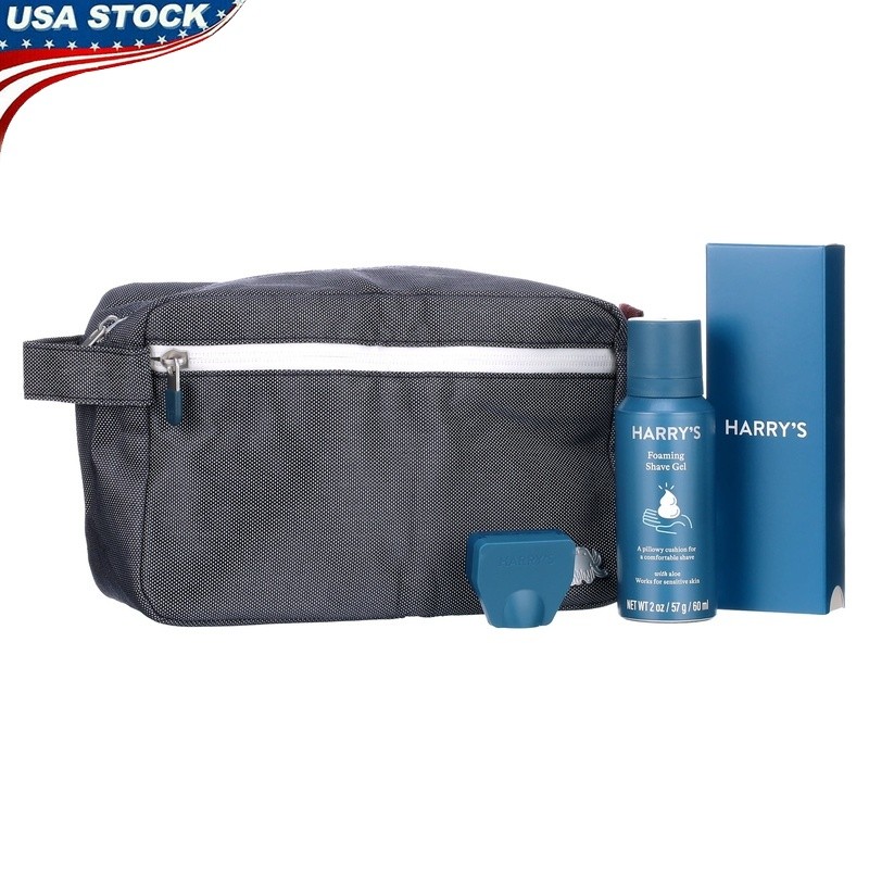 TSA-Approved Travel Shave Kit with Razor Blades and Gel Dopp Bag Essentials