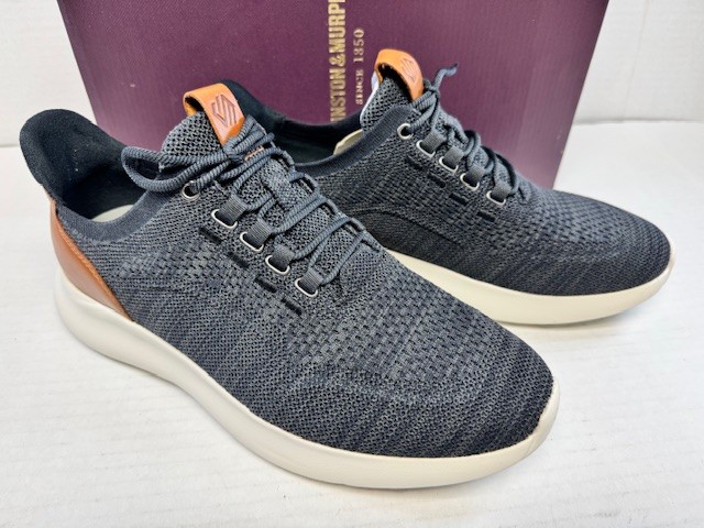 Johnston & Murphy Amherst 2.0 Knit Plain Toe Dress Casual Shoe, Black Heathered