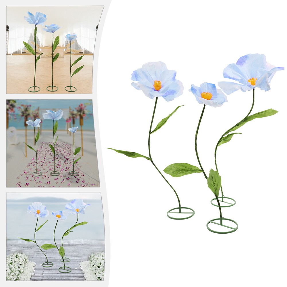 3PC Blue Large Artificial Flower For Fake Bouquet Wedding Home Party Decoration