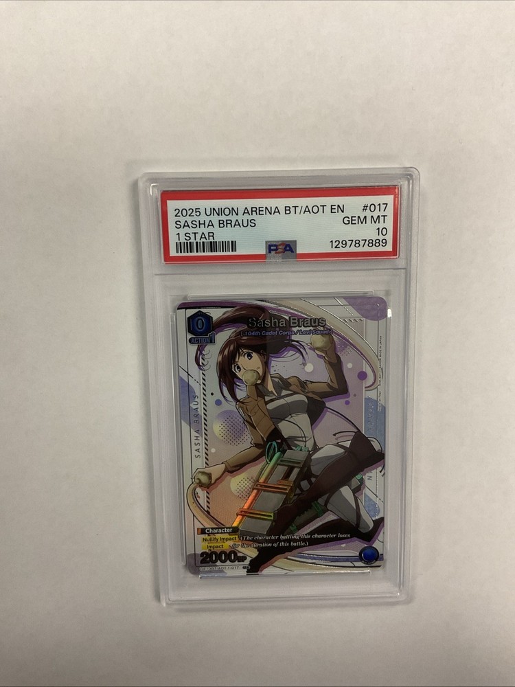 Union Arena TCG Sasha Braus Alt Art Holo PSA 10 Gem Mint Attack on Titan