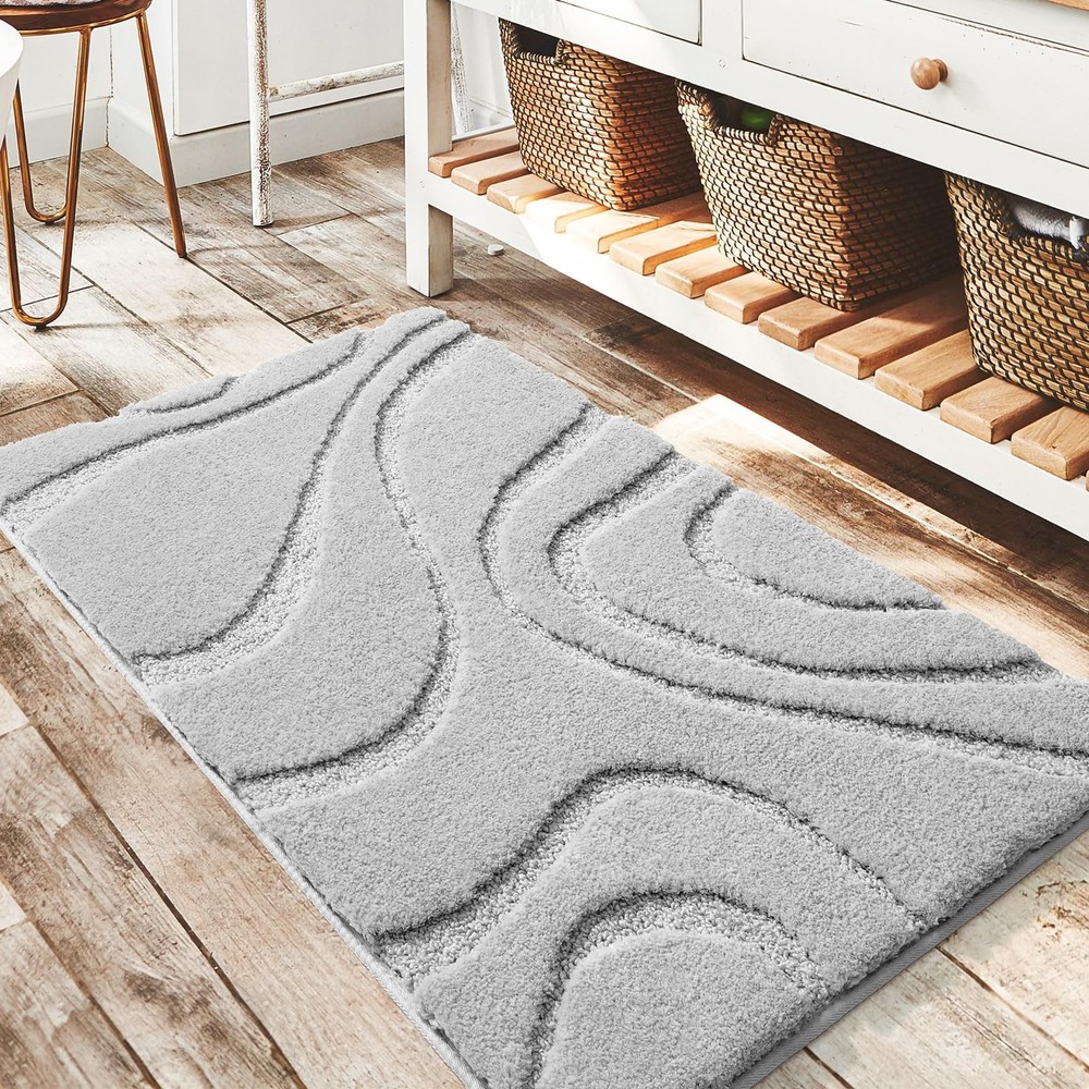 Bathroom Rugs Mat 20x32, Soft Plush Shaggy Microfiber Bath Rug, Non Slip Bath...