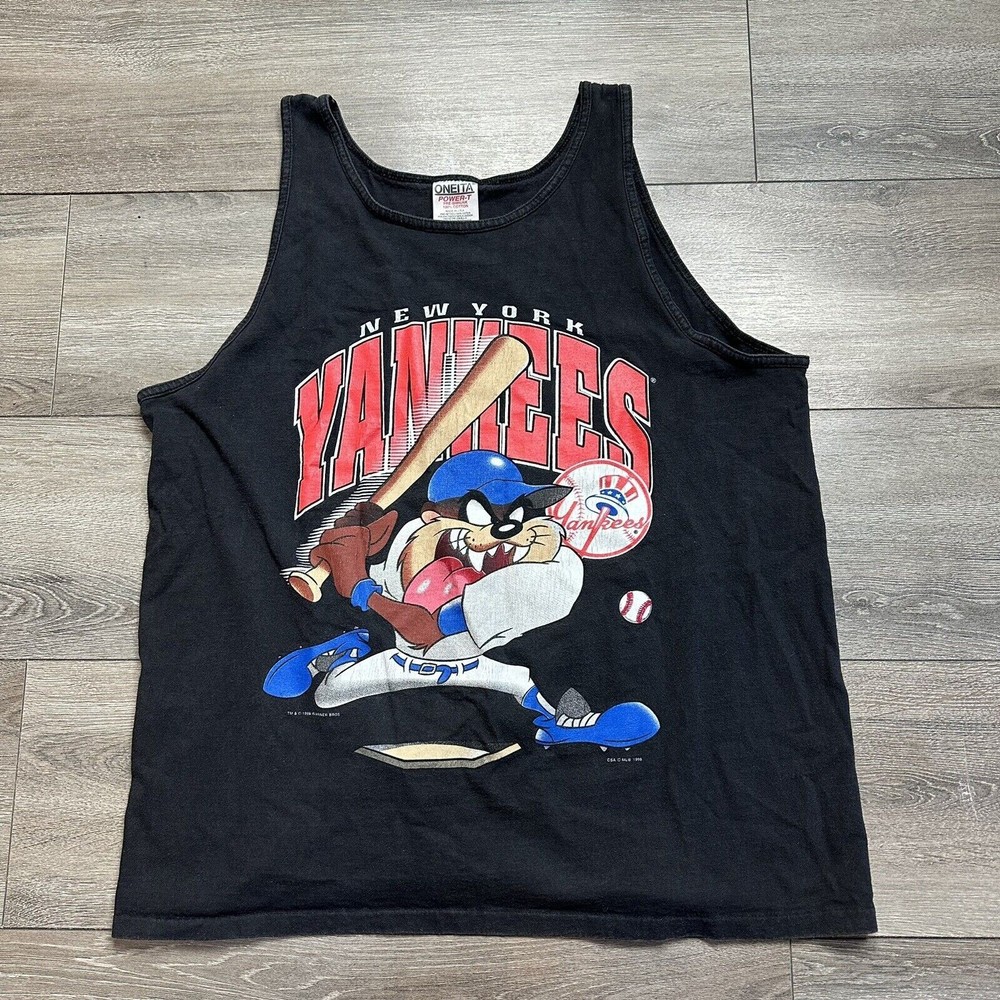 Camiseta De Colección Años 90 New York Yankees Taz Looney Tunes Puntada Única Talla L