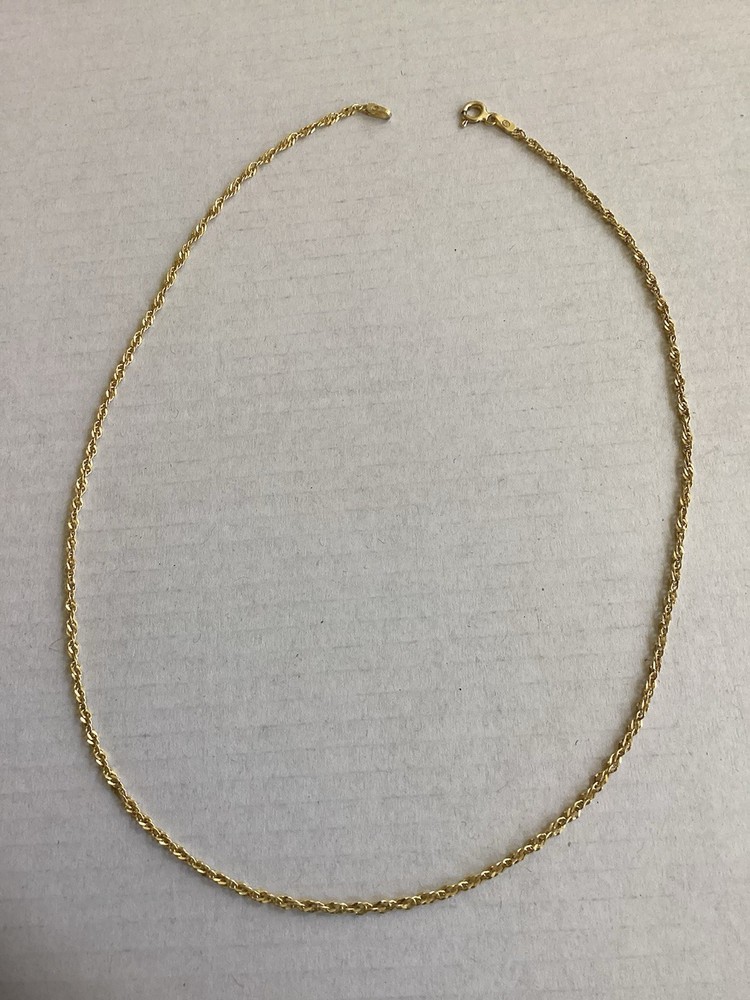 Vintage 16” Sterling Silver Gold Vermeil Rope Chain Signed SU & Italy 925 2.46g