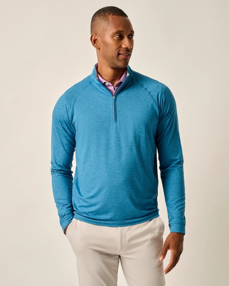 johnnie-O Freeborne Performance 1/4 Zip Pullover Barrels Blue Size M