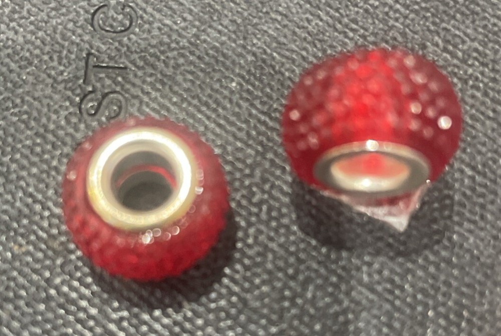 Mothers Day Red Bobbly Glass Pandora Style Alloy Charm with Free Shipping-image