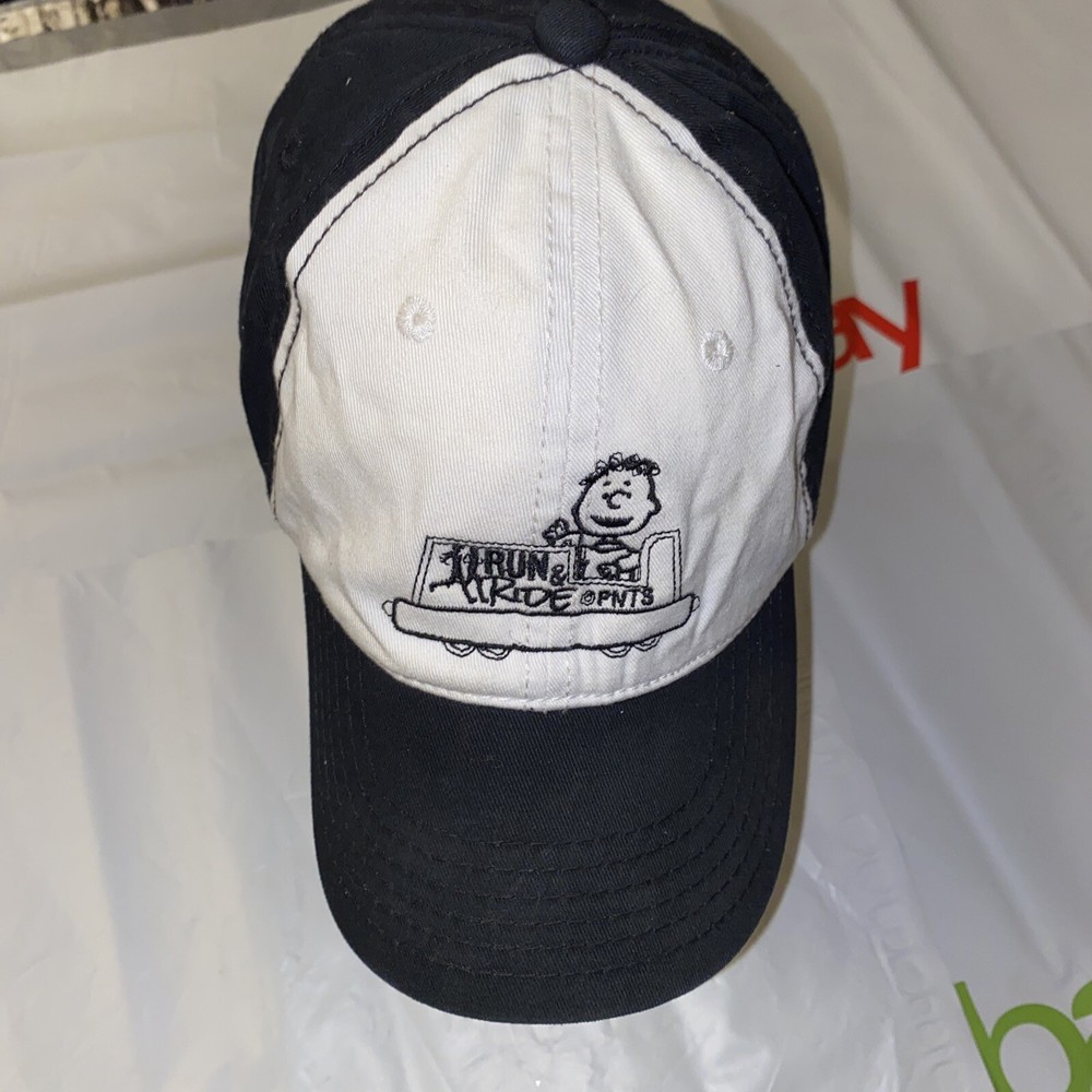 Run & Ride Baseball Cap Mens Black White One Size Curved Brim Embroidered Logo