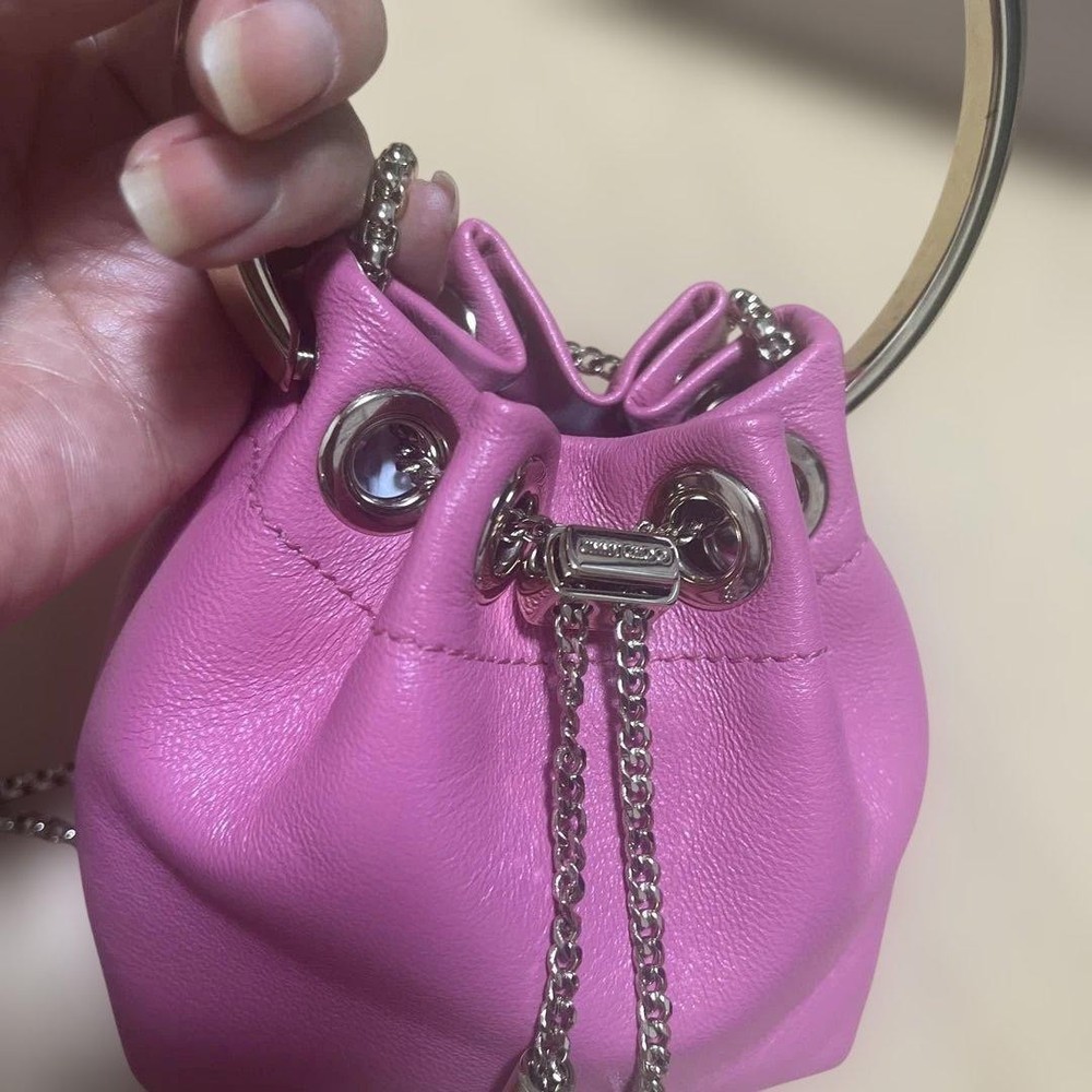 Jimmy Choo Micro Bonbon Pink Leather Shoulder Bag with Gold Hardware Used