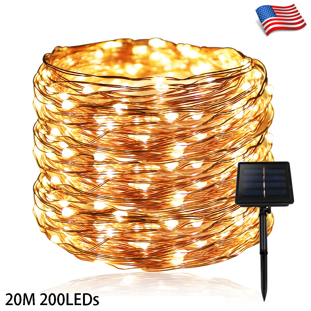 Solar Power String Fairy Lights 20M 200LED Outdoor Waterproof Garden Christmas