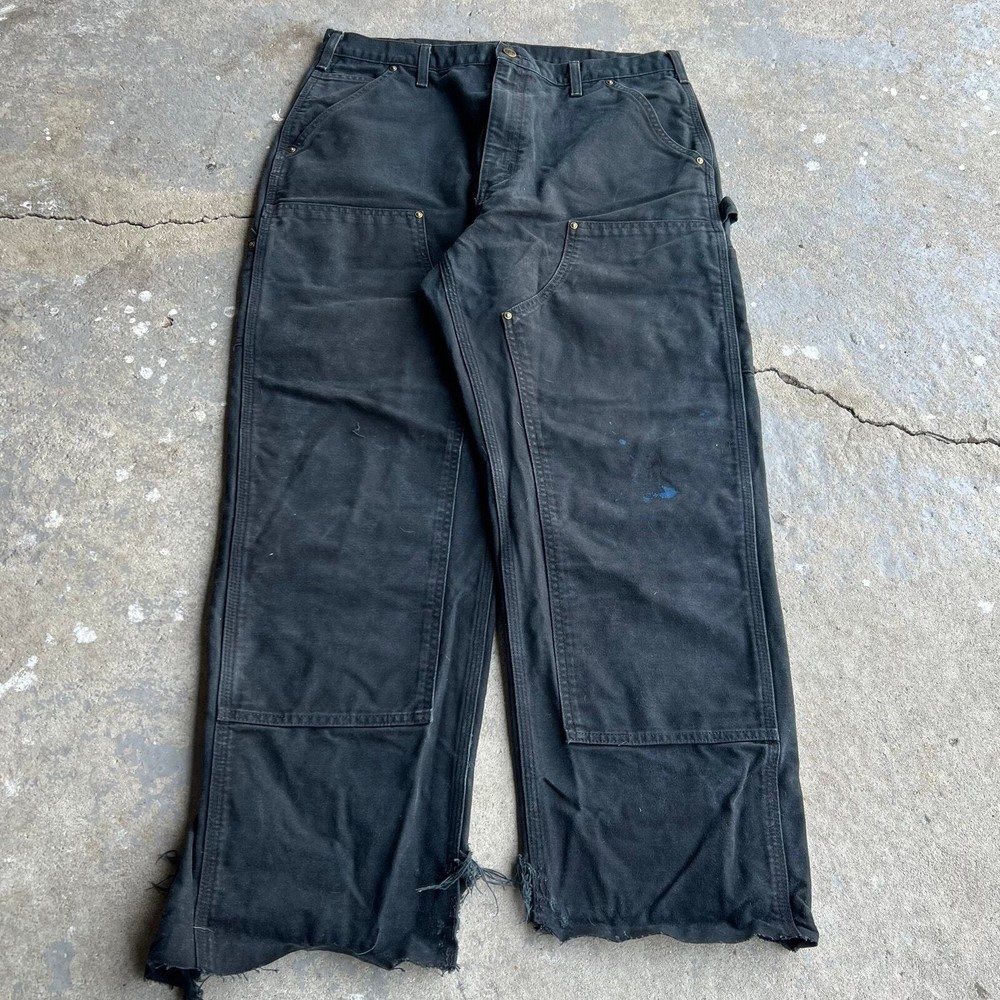 Vintage Carhartt Black Distressed Y2K Double Knee Carpenter Work Pants