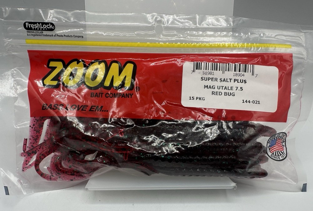 Zoom 144021 Mag U-Tale Worm Red Bug 15 Pack 7.5
