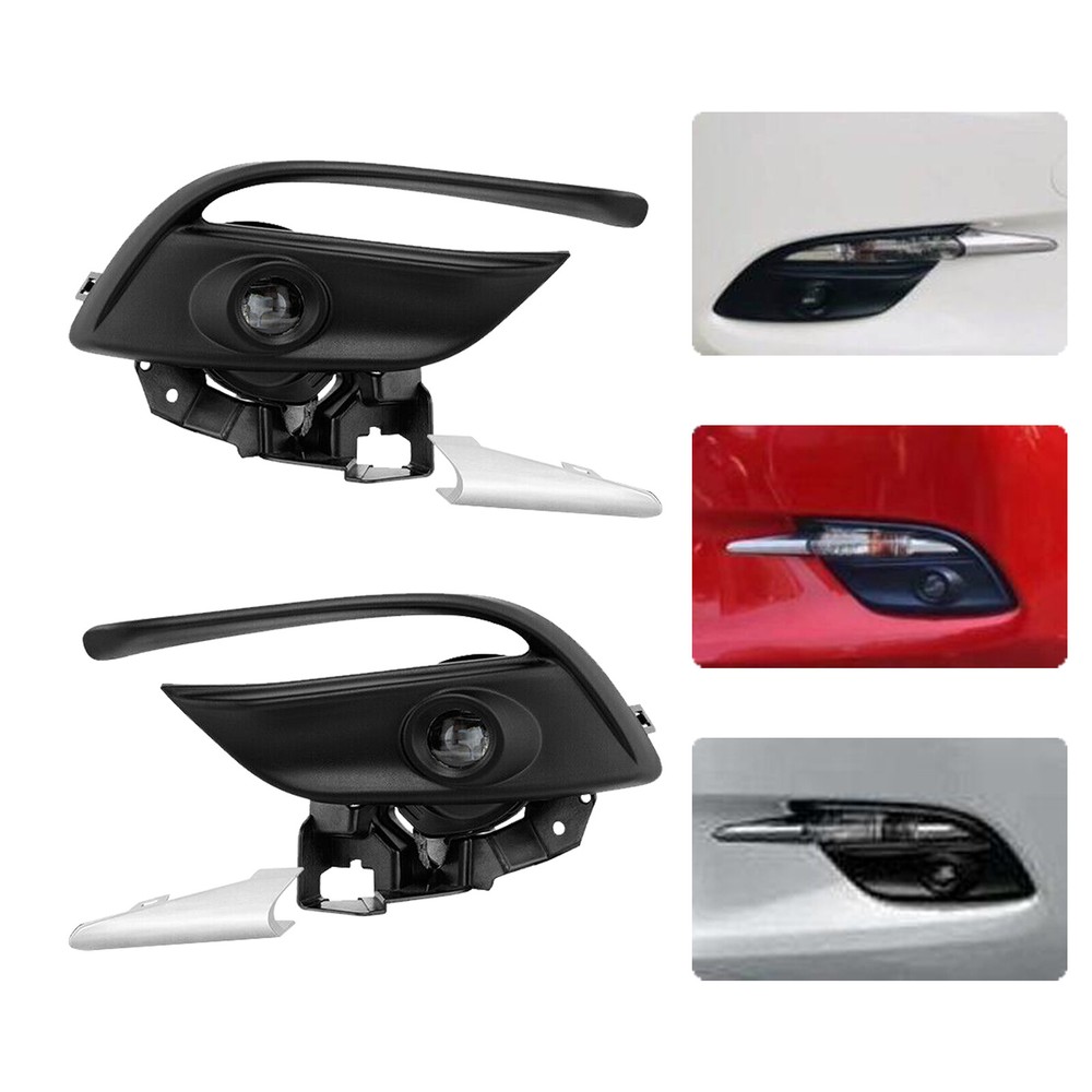For 2017-2018 Mazda 3 LED Bumper Fog Lights Mazda3 Front Lamps Chrome Trim Bezel