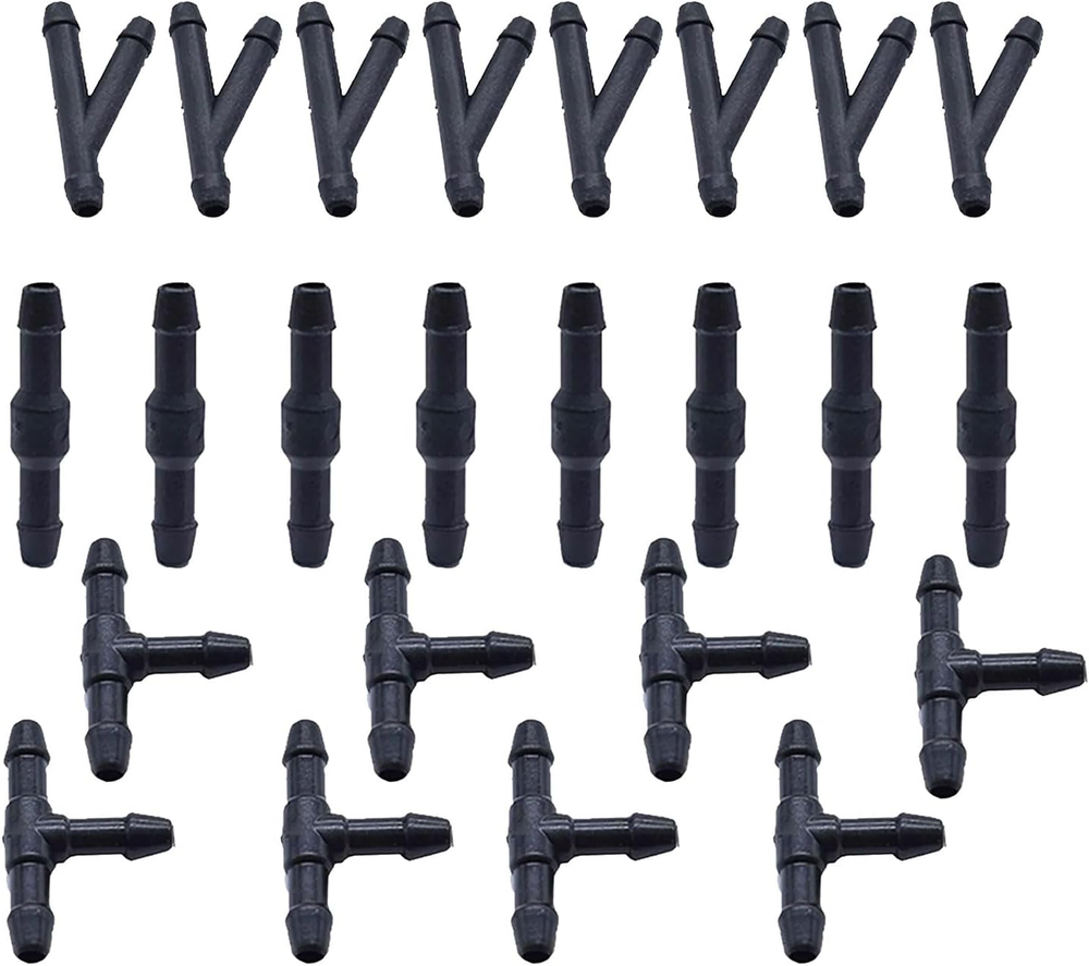 24Pcs Windshield Washer Hose Connector Kit 3-Way(T-Type) 3-Way(Y-Type)2-Way (I-T