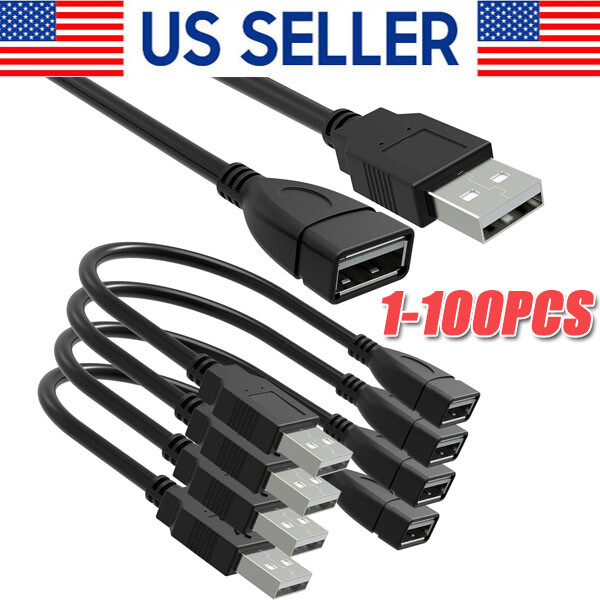 High-Speed USB 2.0 Extension Cable Male to Female Adapter Extender Cord Bulk Lot