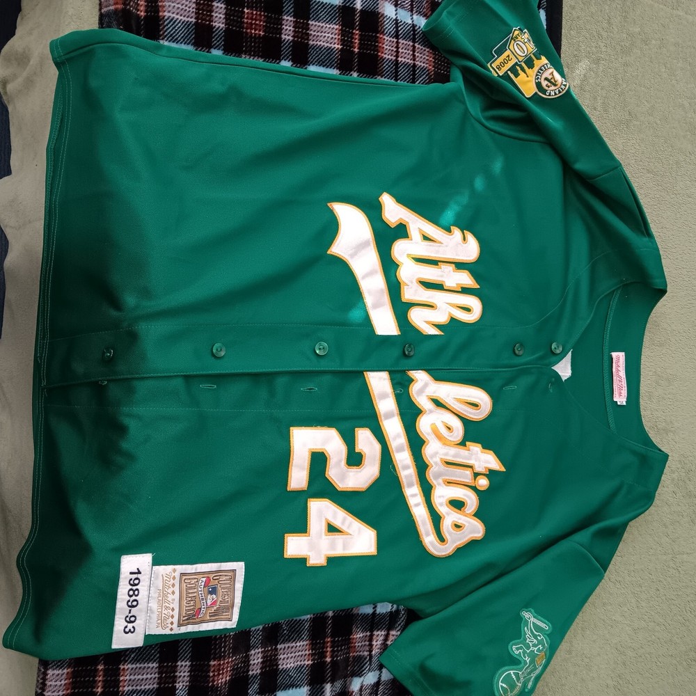 Oakland Athletics Baseball Jersey.  Ricky Henderson #24 . Green. Coopers Town...