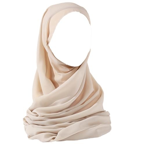 Chiffon Hijab Scarf Head Wrap Lightweight Scarves for Women Pashmina Beige 10#