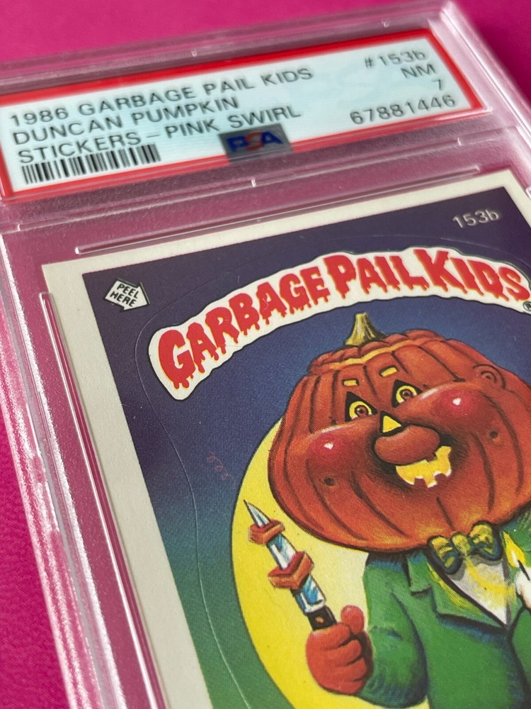 PSA 7 POP-4 Topps Garbage Pail Kids 153b DUNCAN PUMPKIN PINK SWIRL ERROR Card