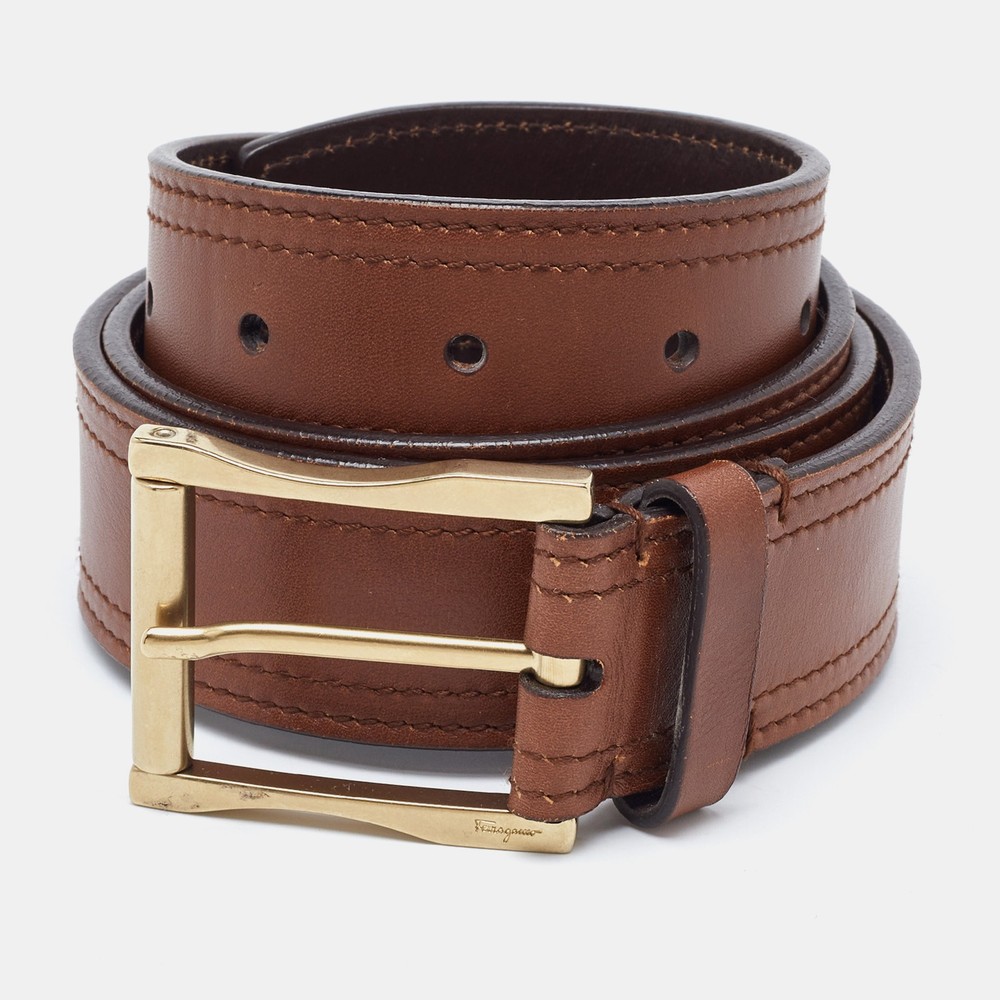 Salvatore Ferragamo Brown Leather Buckle Belt 85CM