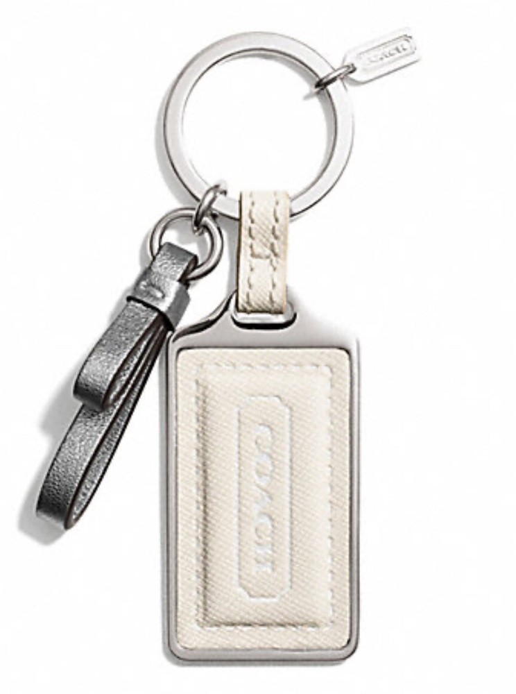 Coach Leather Keychain with Signature Charm  