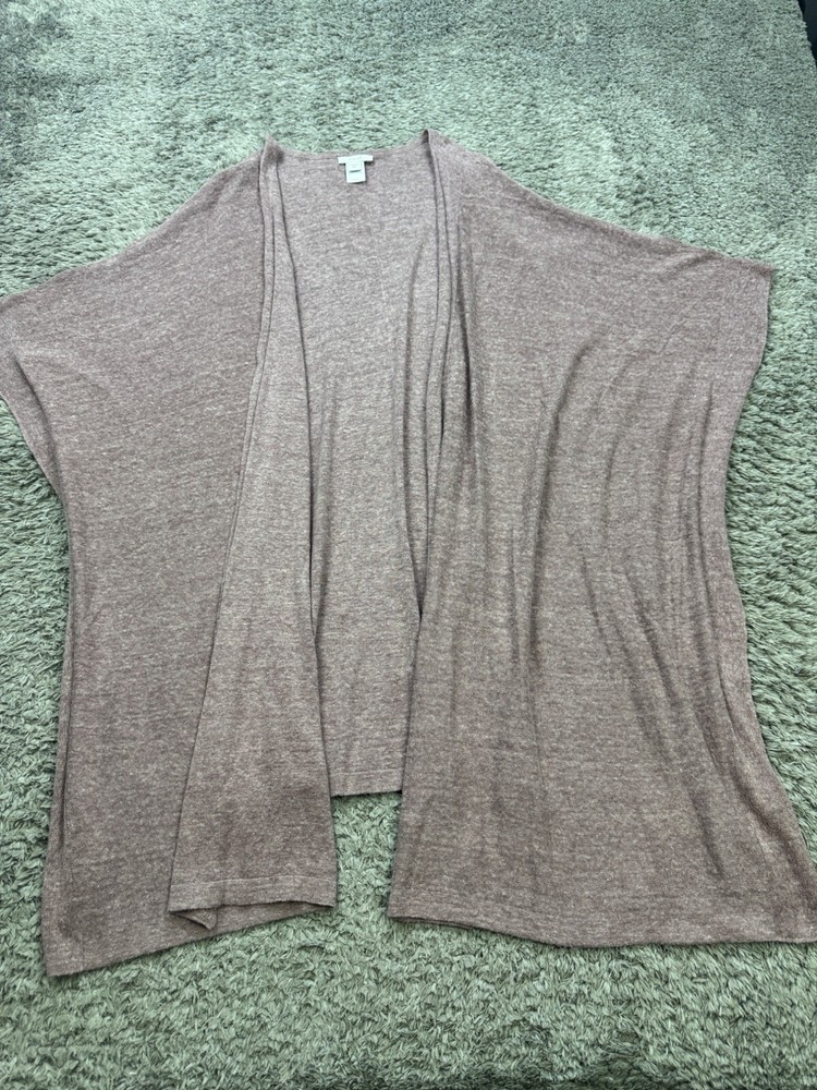 J Jill Sweater Women M/Large Heather Pink Linen Silk Blend Open Front Cardigan