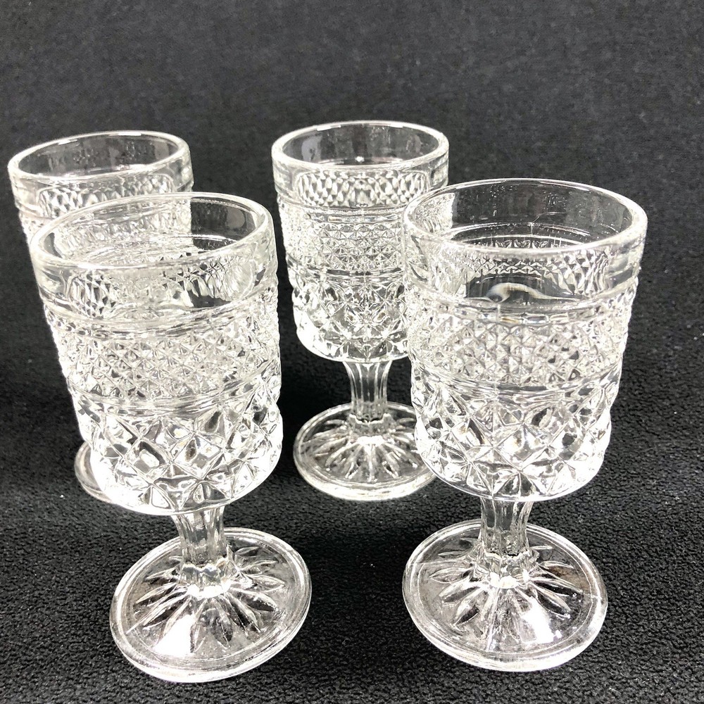 Anchor Hocking Wexford Clear Crystal Glasses Set Of 4 Juice Glasses Vintage