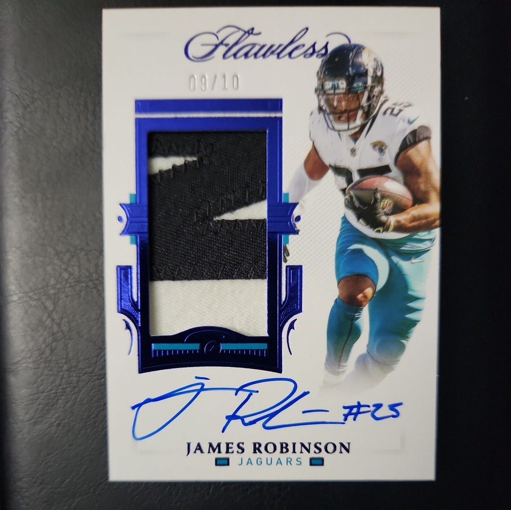 JAMES ROBINSON 2020 PANINI FLAWLESS GAME WORN PATCH ON CARD AUTO #D 09/10