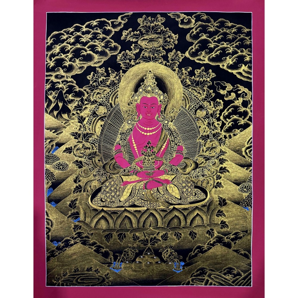 Amitayus Thangka Painting, Longevity Buddha, Aparmita Buddha