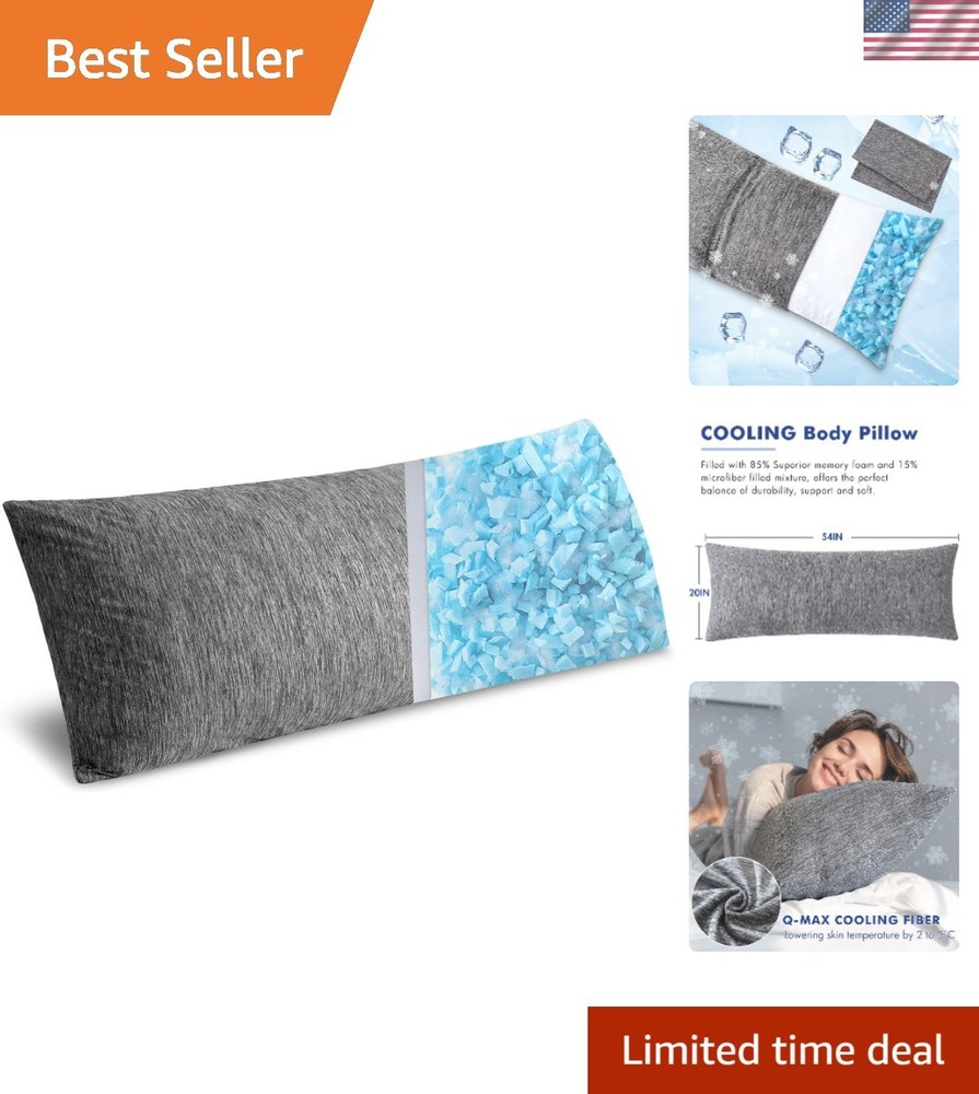 Cooling Memory Foam Body Pillow for Adults – Full Size Side Sleeper Support