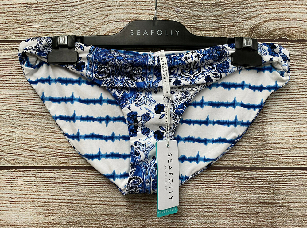 Seafolly Bikini Bottom Womens 8 US (12 AUS) French Blue Hipster Reversible New