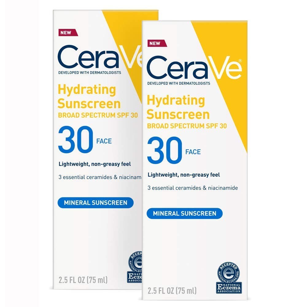 CeraVe SPF 30 Mineral Sunscreen Face Lotion 2-Pack 2.5oz Exp 09/2026