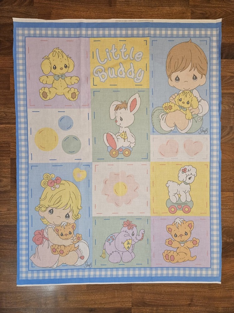 Vintage, Precious Moment Little Buddy Fabric Quilt Panel 45x35