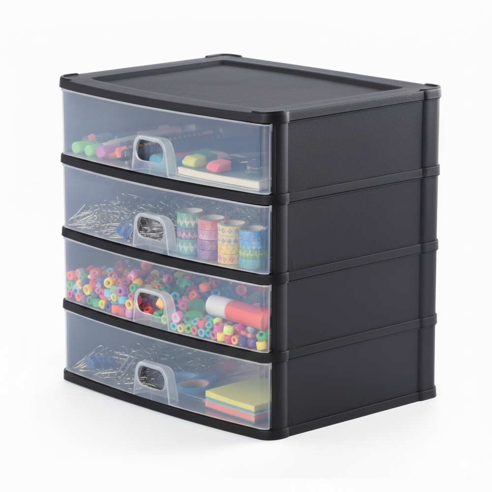 Large 4S Drawer Desktop Organizer for Craft, Office & Small Supplies Clear View