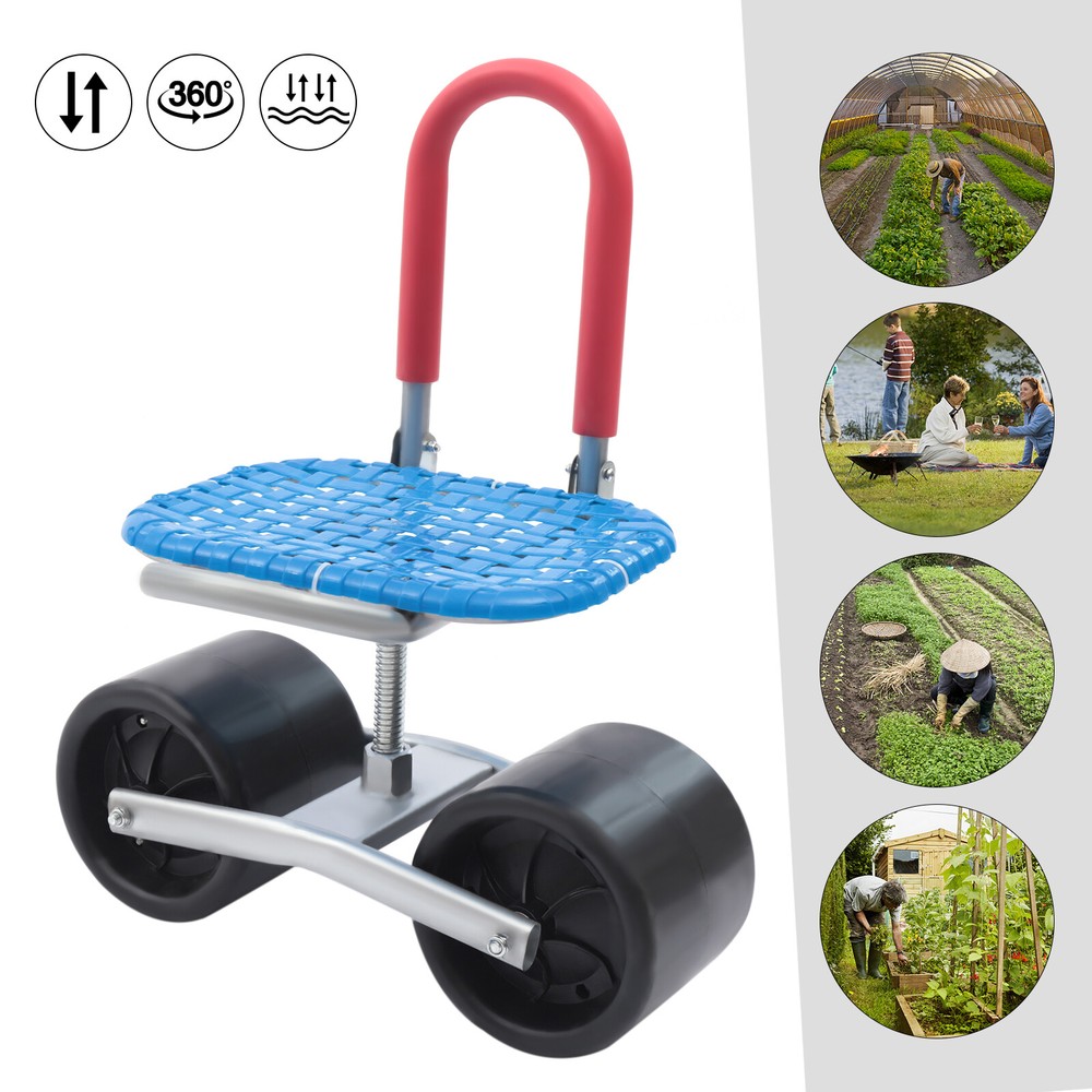 360° Swivel Rolling Garden Scooter Seat with Wheels - Comfortable Mobile Stool  