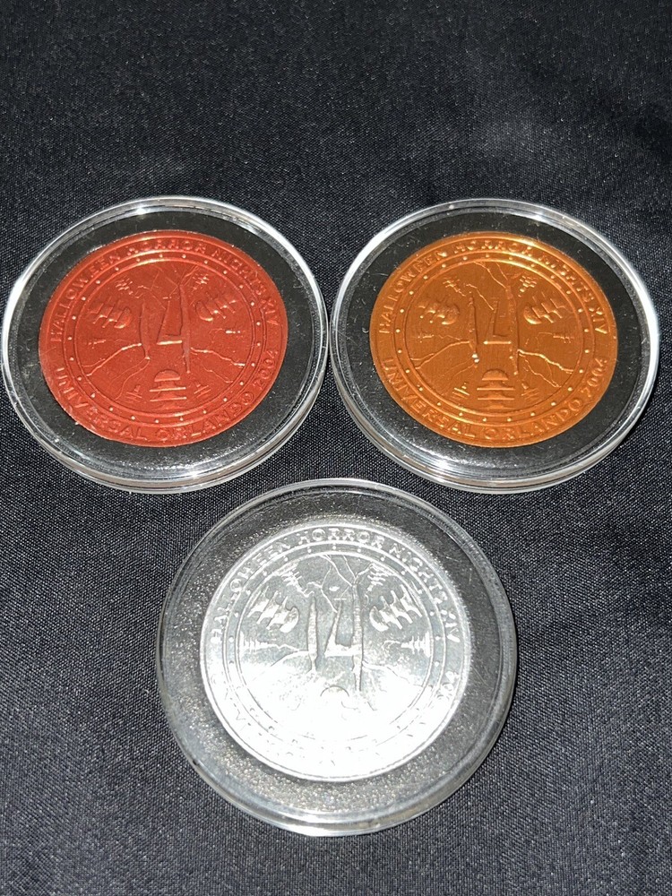 Universal 2014 Halloween Horror Nights Parade Coins RARE HTF Set Of Three