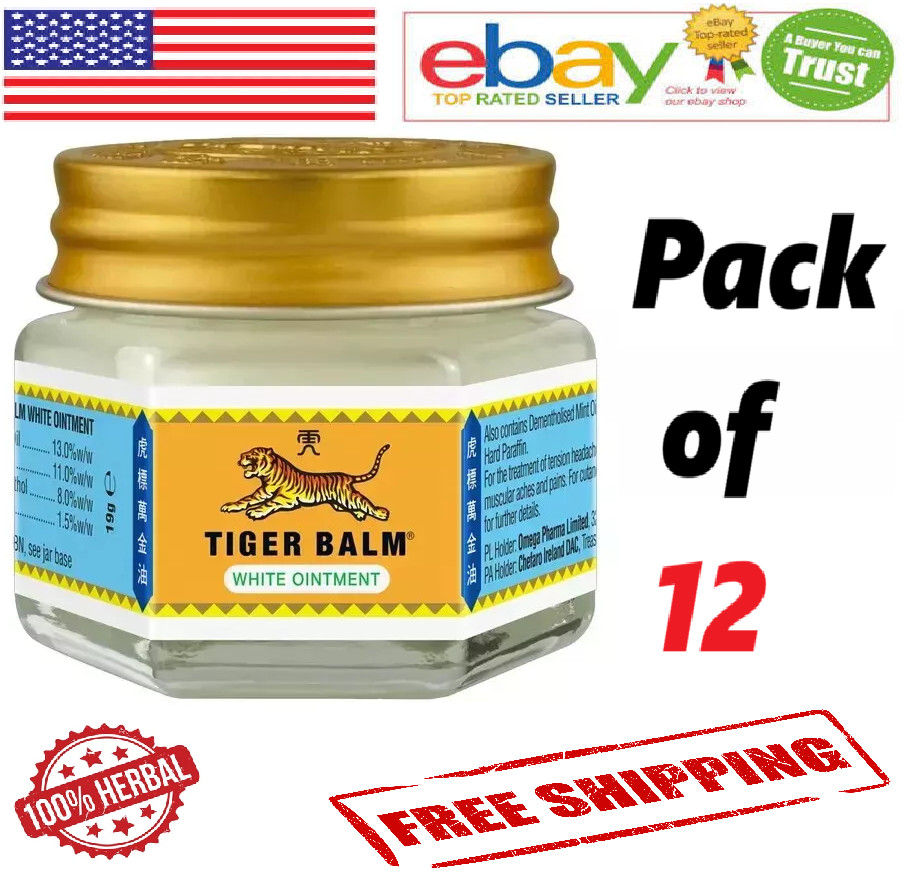 12X Tiger Balm White Super Strength Pain Relief Ointment 21ml. Each (Free Ship)